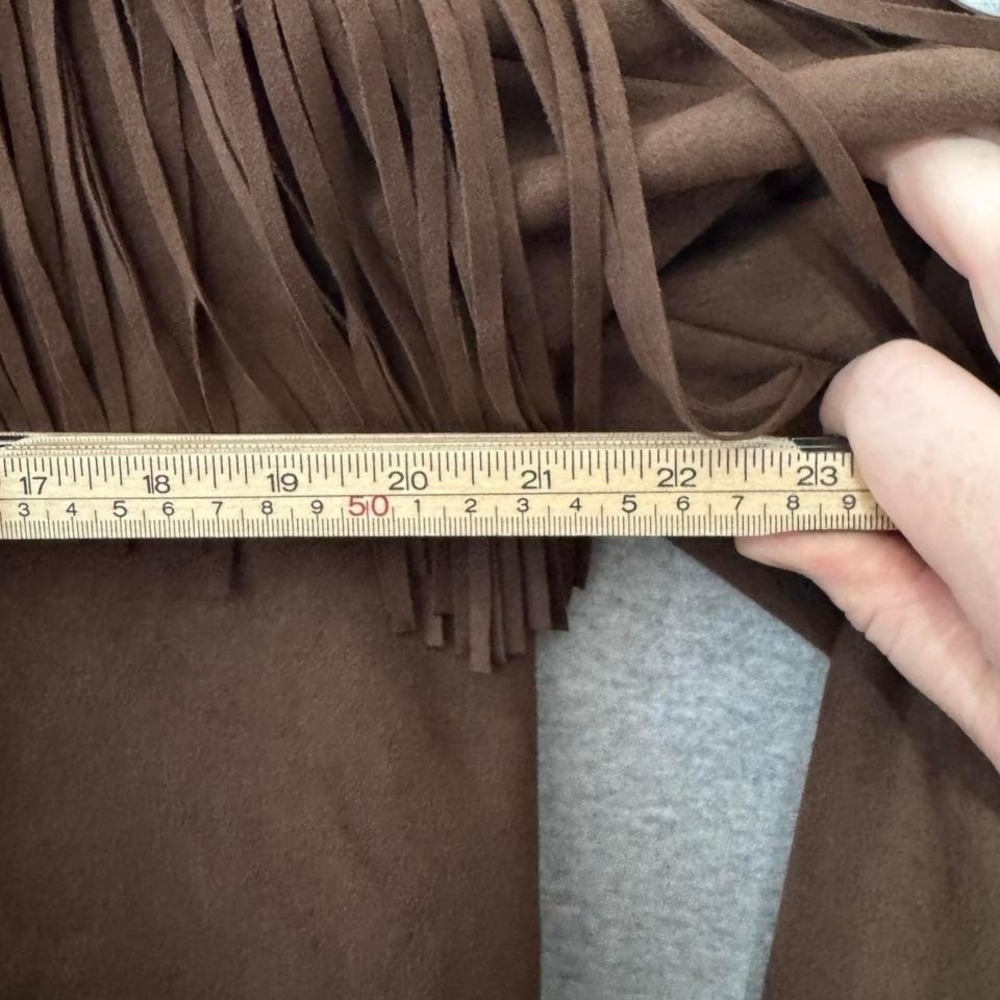 Philosophy Faux Suede Fringe Jacket Brown Western Boho Festival Cowgirl Sz L NWT - Picture 6 of 8